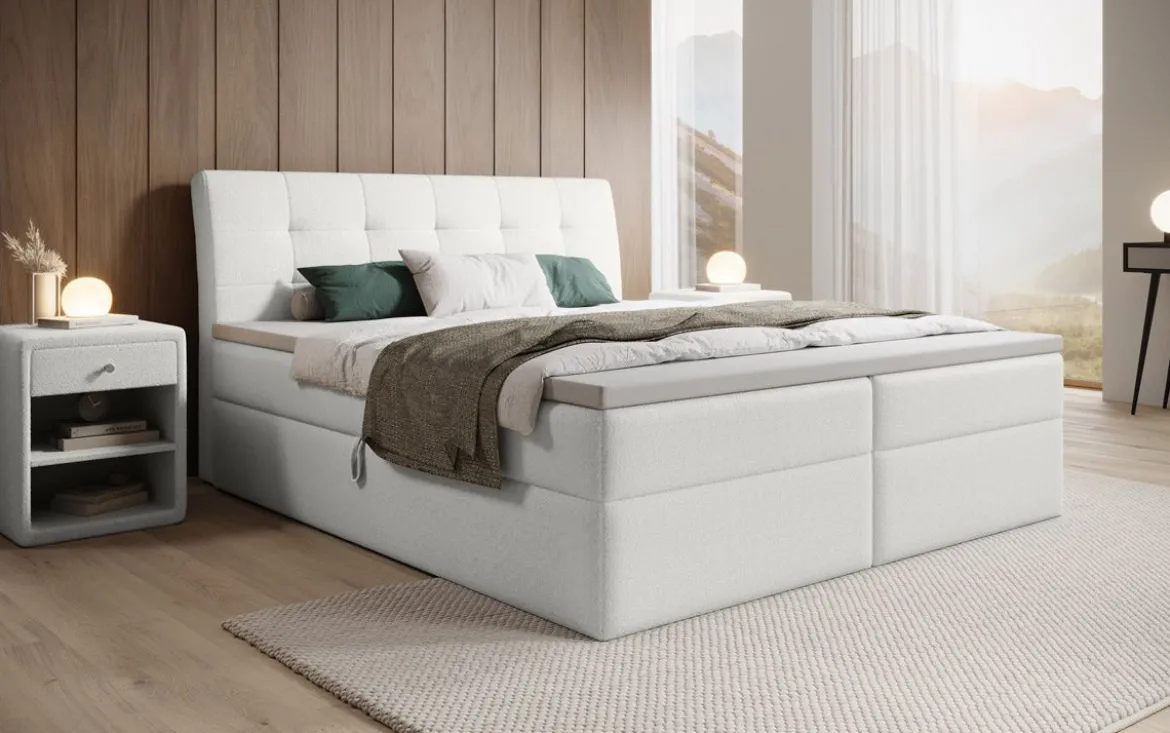 Boxspringbett Amalia Bouclé mit Stauraum