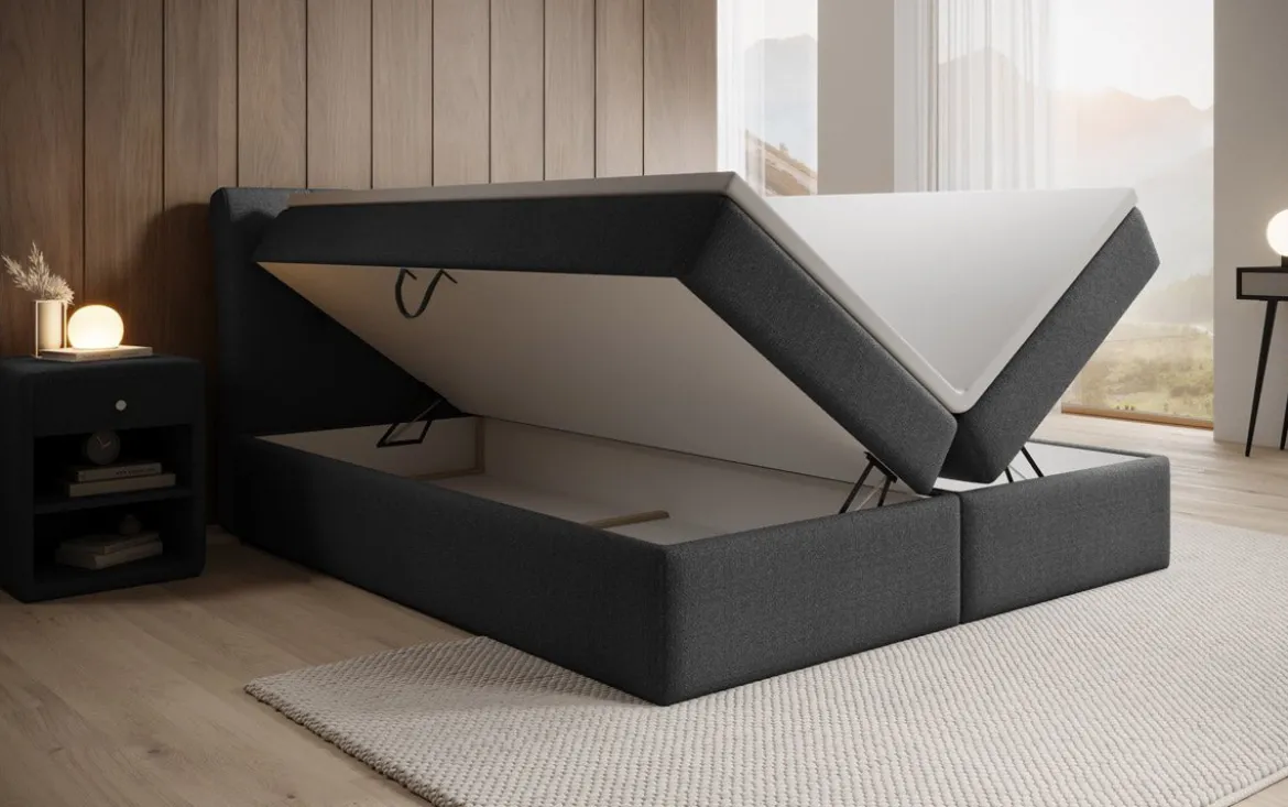 Boxspringbett Amalia Bouclé mit Stauraum