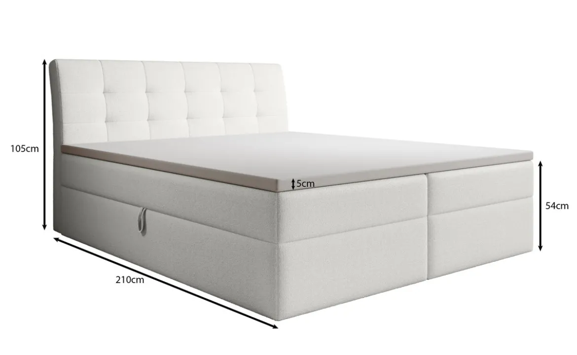 Boxspringbett Amalia Bouclé mit Stauraum