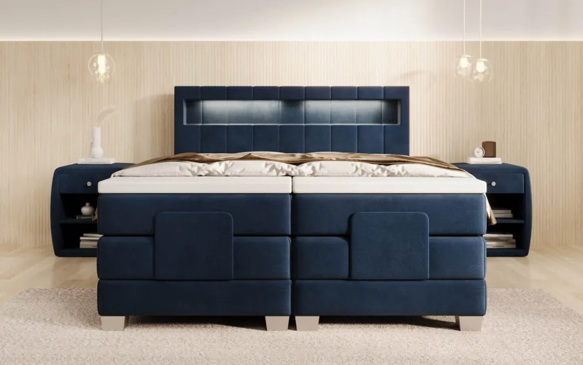 Boxspringbett Ardena Samt elektrisch verstellbar mit LED
