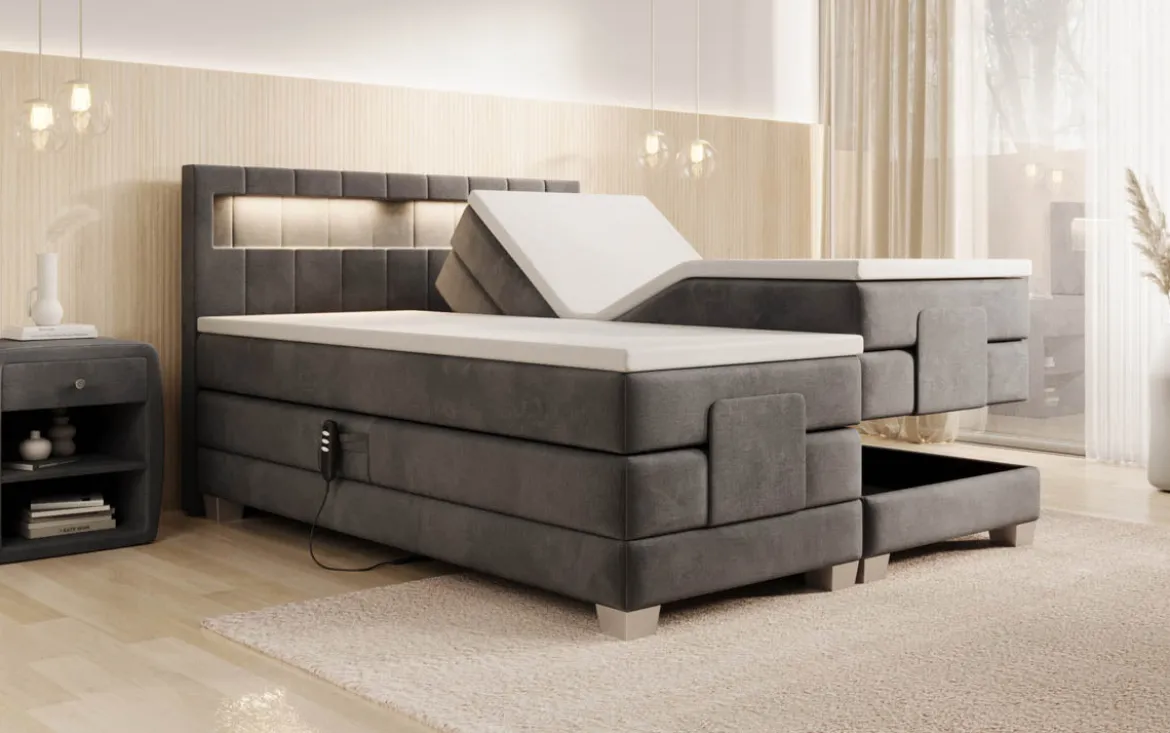 Boxspringbett Ardena Samt elektrisch verstellbar mit LED