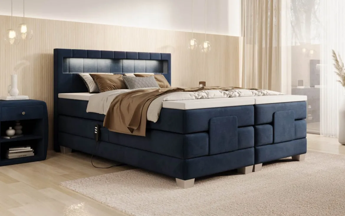 Boxspringbett Ardena Samt elektrisch verstellbar mit LED