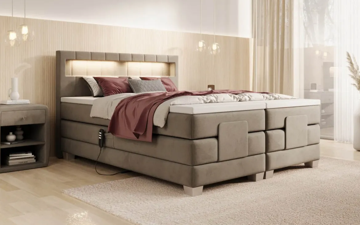 Boxspringbett Ardena Samt elektrisch verstellbar mit LED