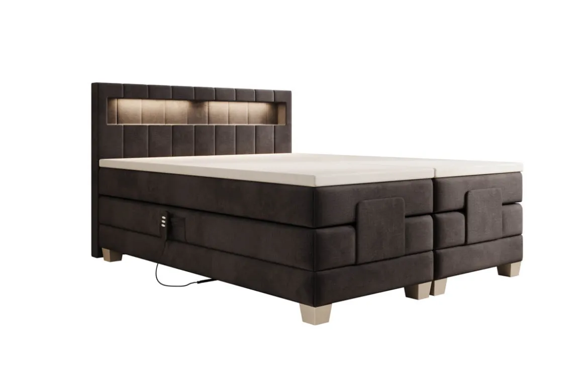 Boxspringbett Ardena Samt elektrisch verstellbar mit LED