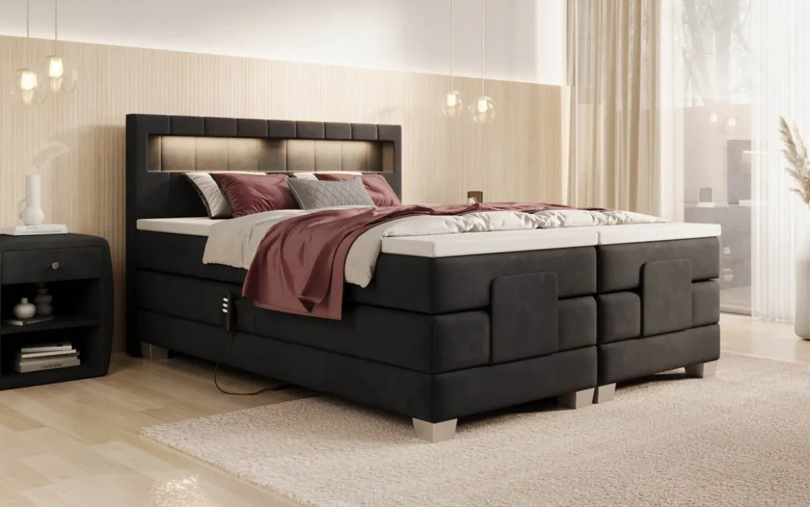 Boxspringbett Ardena Samt elektrisch verstellbar mit LED