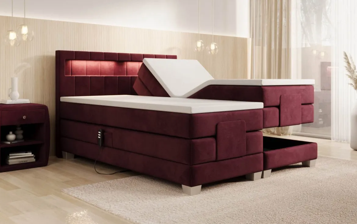 Boxspringbett Ardena Samt elektrisch verstellbar mit LED