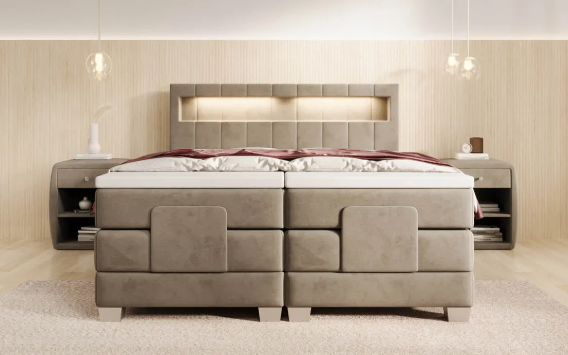 Boxspringbett Ardena Samt elektrisch verstellbar mit LED