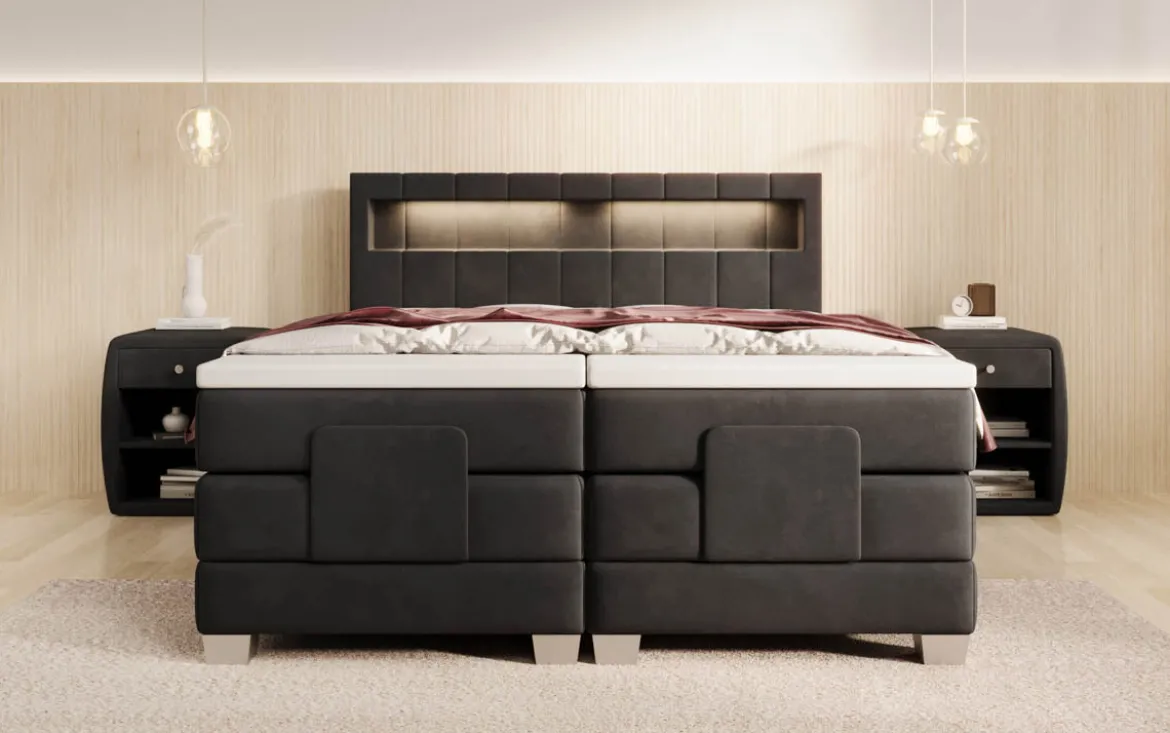 Boxspringbett Ardena Samt elektrisch verstellbar mit LED