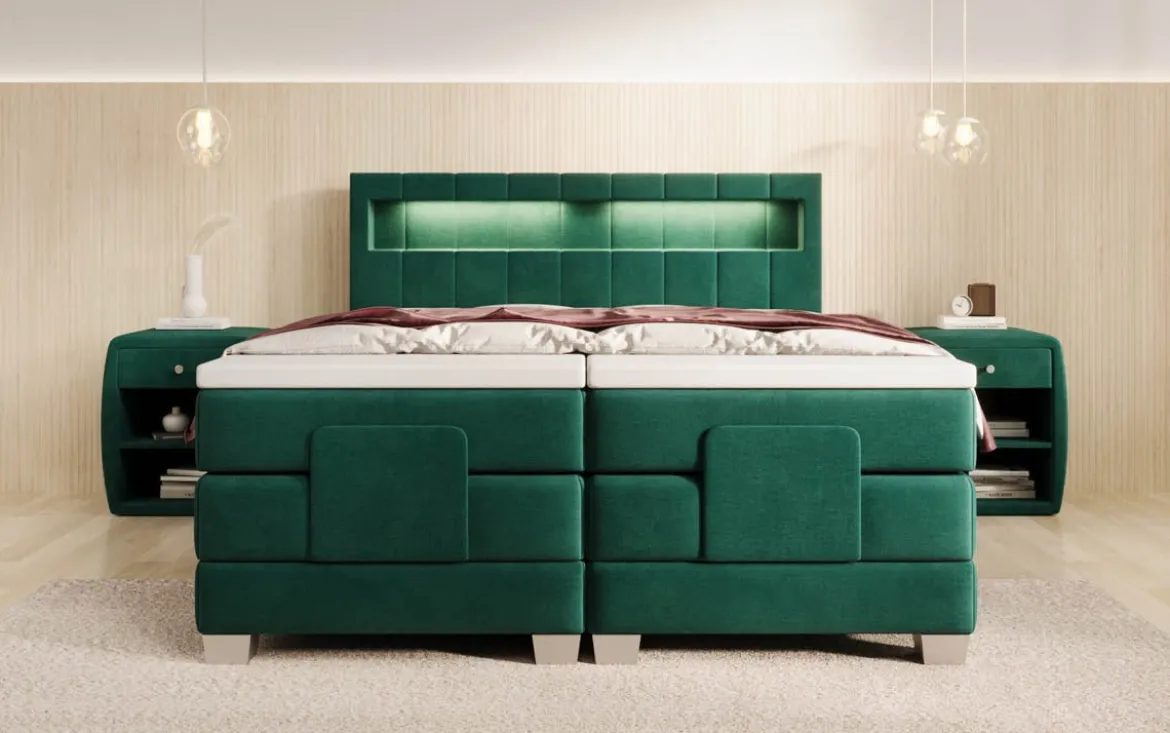 Boxspringbett Ardena Samt elektrisch verstellbar mit LED