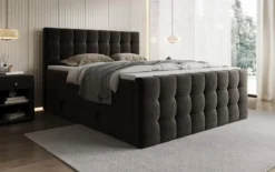Boxspringbett Ascot in Strukturstoff mit Stauraum