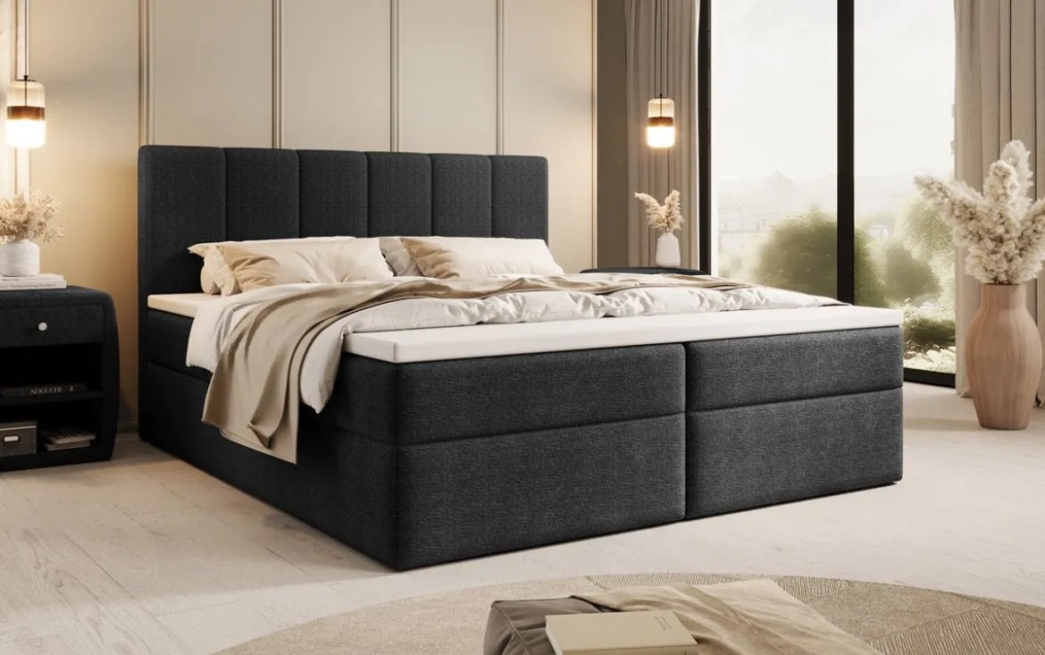 Boxspringbett Aurelia Bouclé mit Stauraum