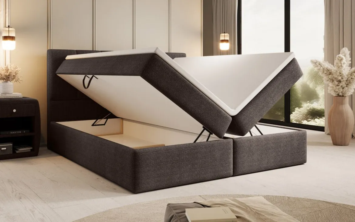 Boxspringbett Aurelia Bouclé mit Stauraum
