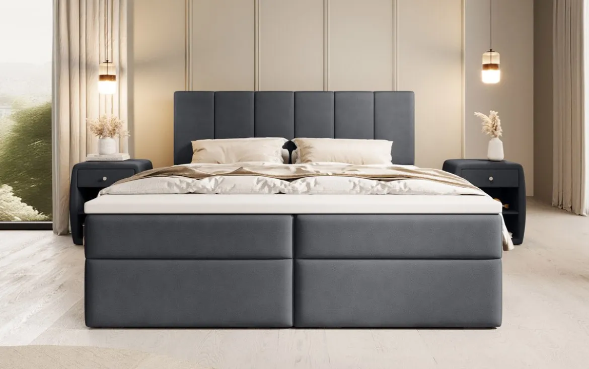Boxspringbett Aurelia Stoff mit Stauraum