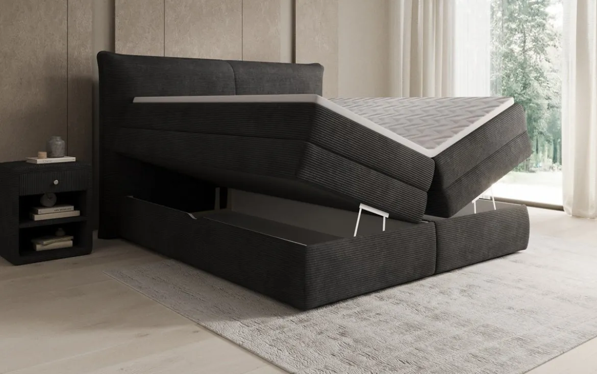 Boxspringbett Avelora mit Stauraum in Cord