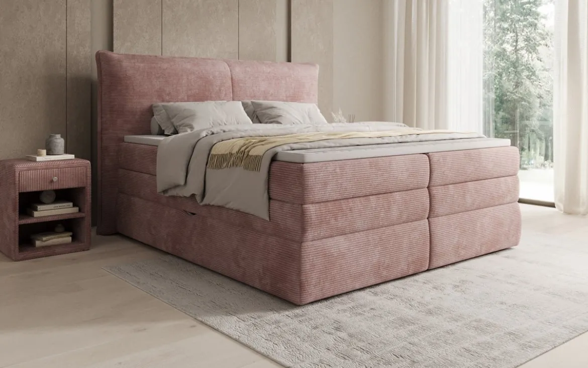 Boxspringbett Avelora mit Stauraum in Cord