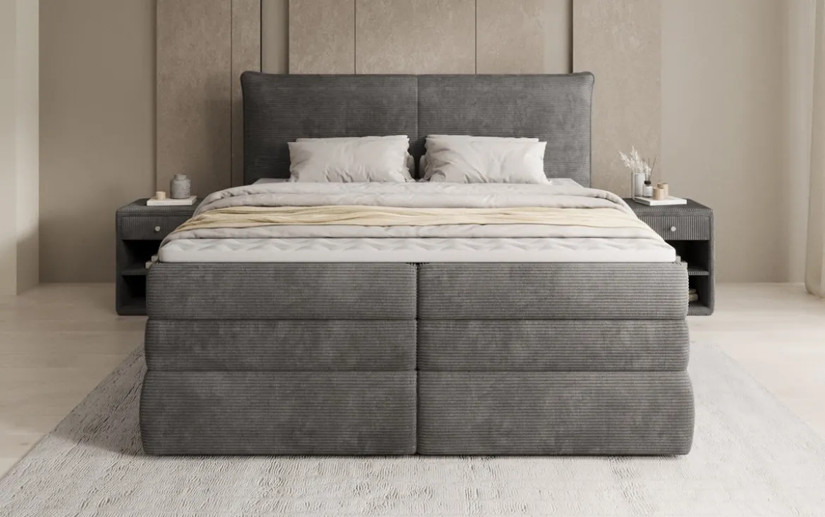 Boxspringbett Avelora mit Stauraum in Cord