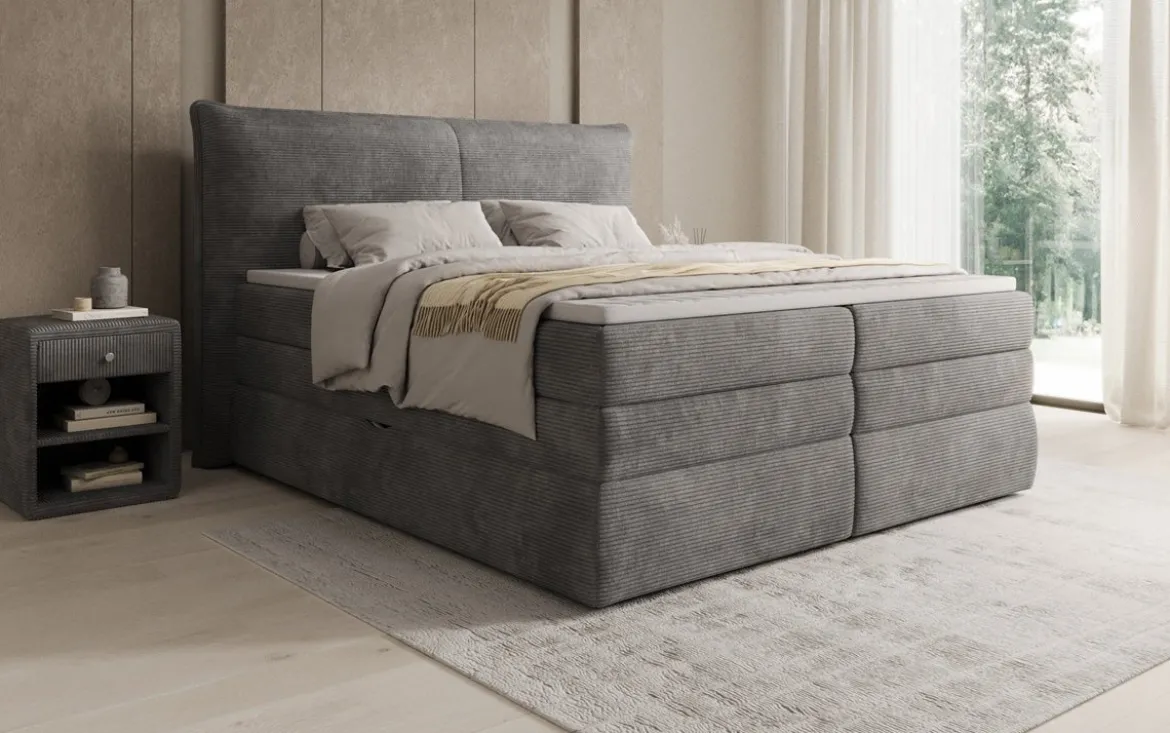 Boxspringbett Avelora mit Stauraum in Cord