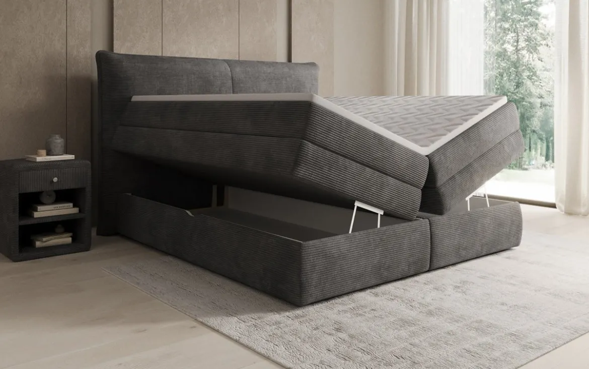 Boxspringbett Avelora mit Stauraum in Cord