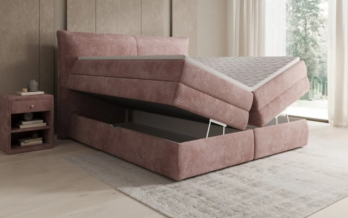 Boxspringbett Avelora mit Stauraum in Cord