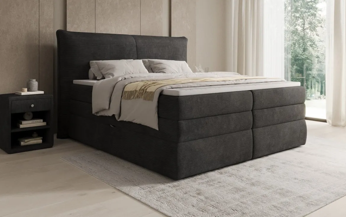 Boxspringbett Avelora mit Stauraum in Cord