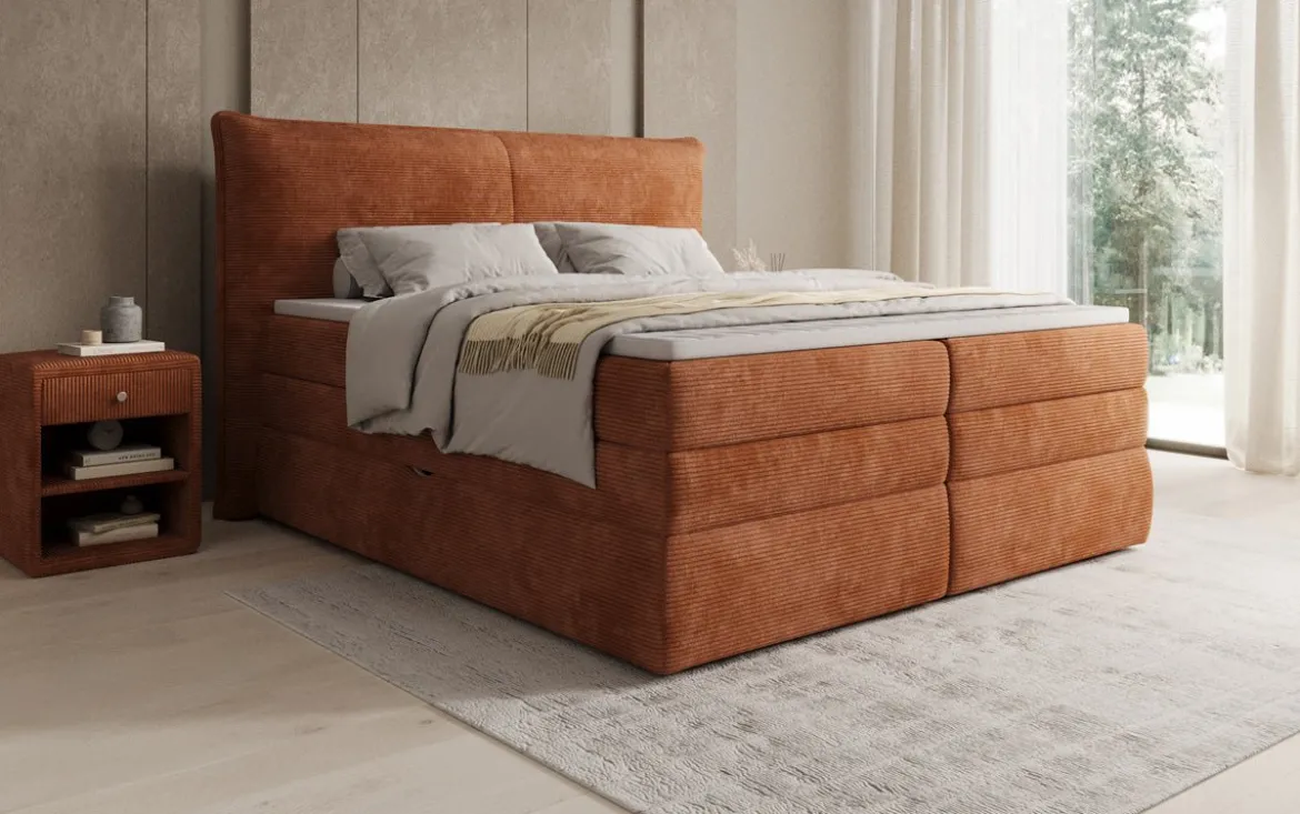 Boxspringbett Avelora mit Stauraum in Cord