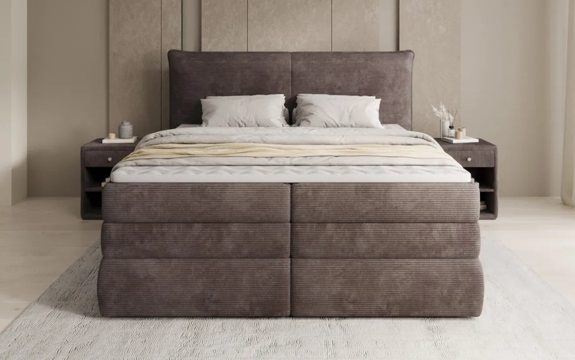 Boxspringbett Avelora mit Stauraum in Cord