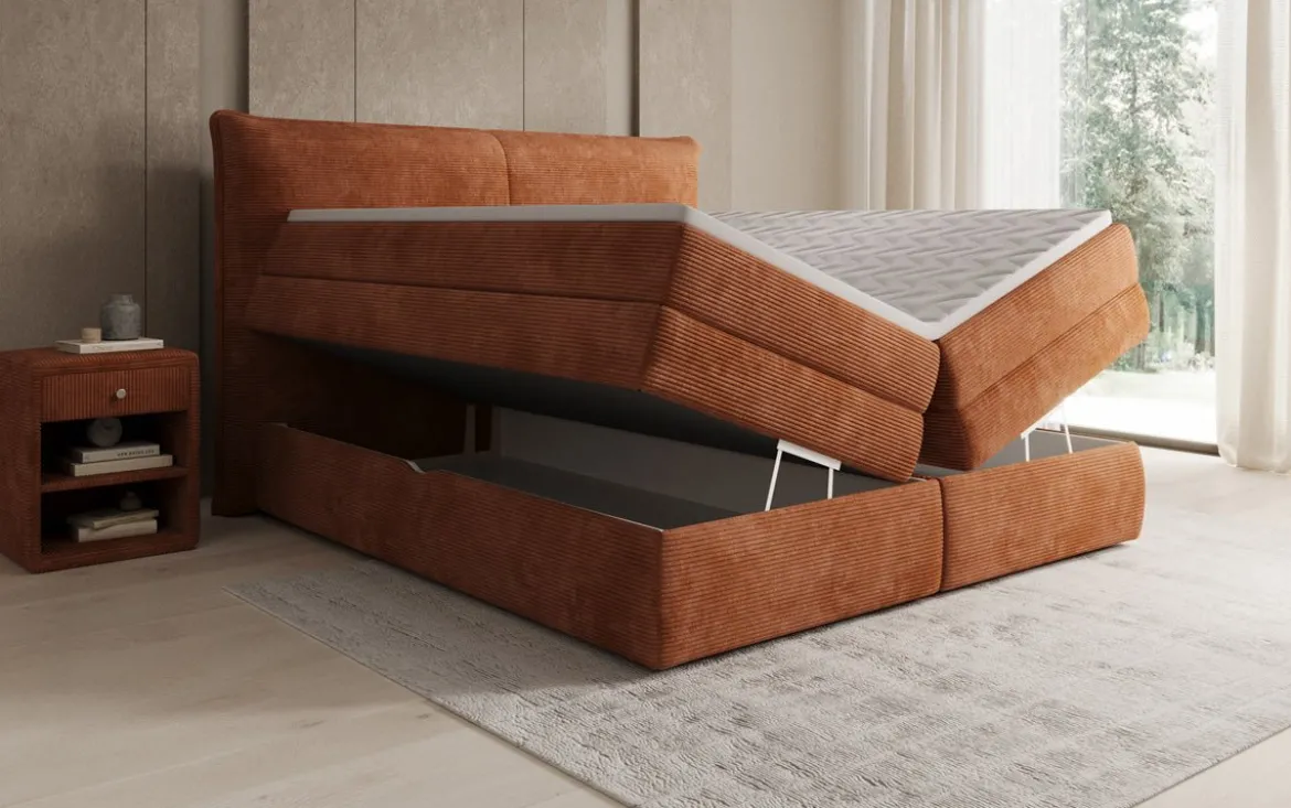 Boxspringbett Avelora mit Stauraum in Cord