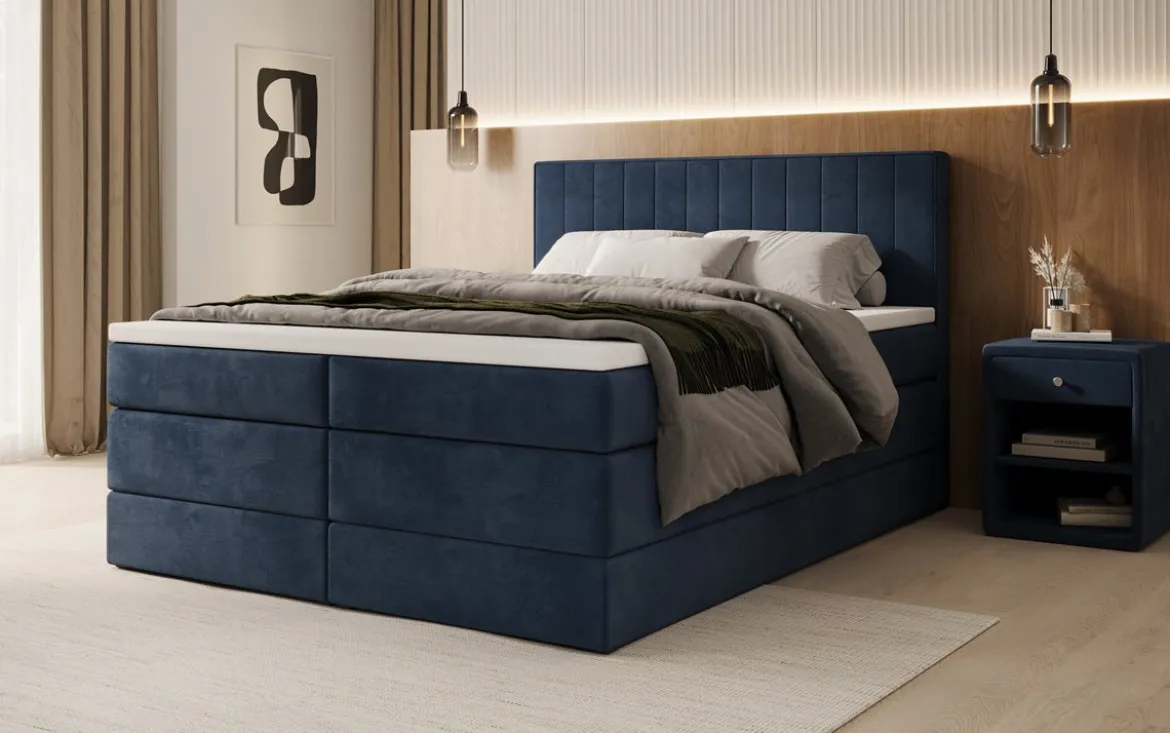 Boxspringbett Avera mit Stauraum in Samt