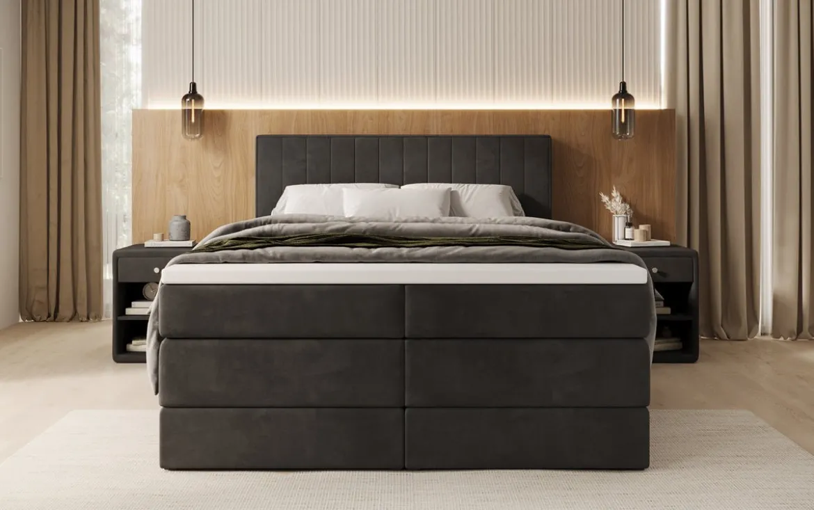 Boxspringbett Avera mit Stauraum in Samt
