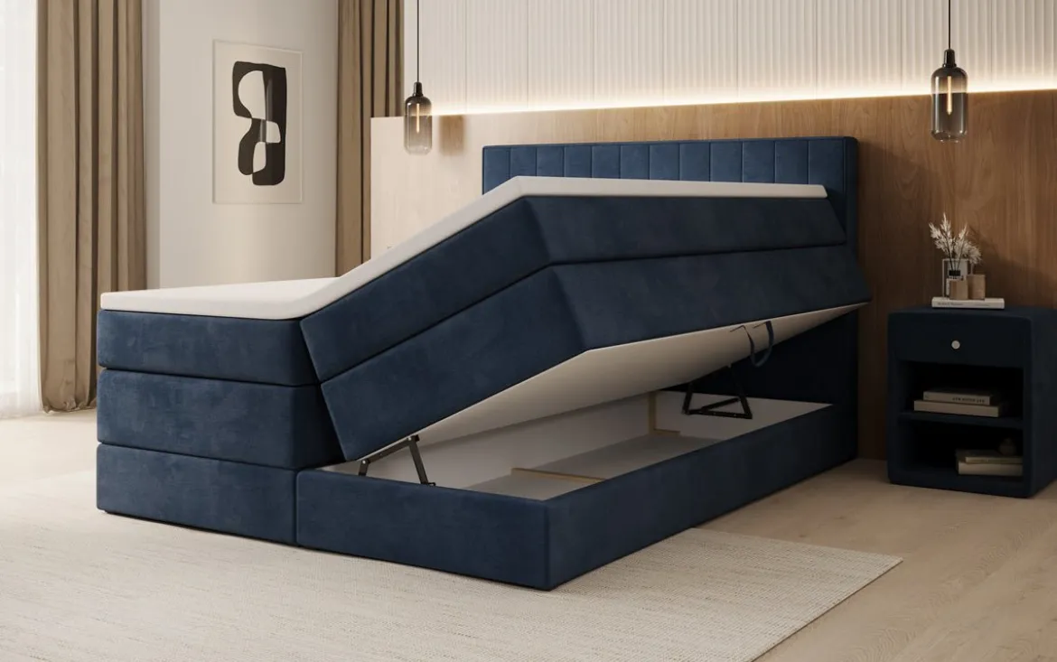 Boxspringbett Avera mit Stauraum in Samt