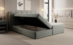 Boxspringbett Bologna in Strukturstoff mit Stauraum