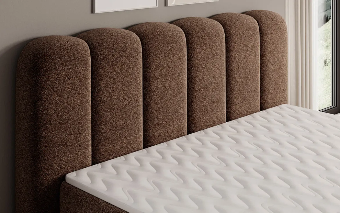 Boxspringbett Bologna in Strukturstoff mit Stauraum