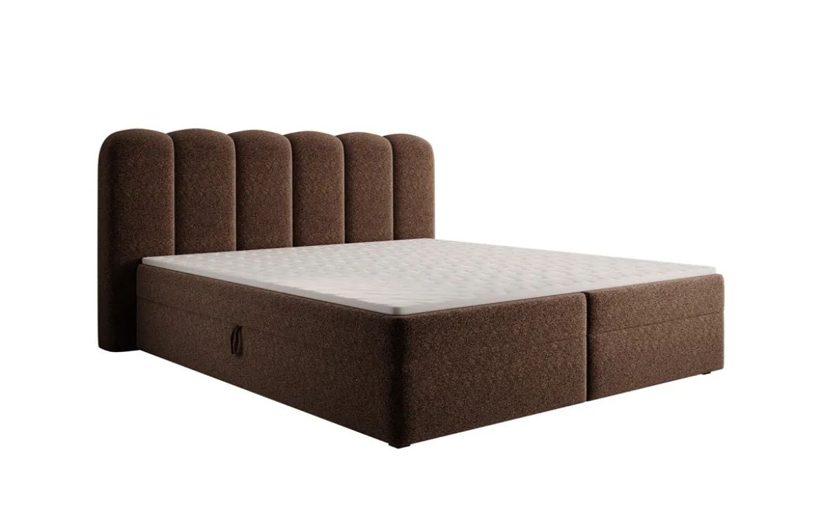 Boxspringbett Bologna in Strukturstoff mit Stauraum