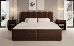 Boxspringbett Bologna in Strukturstoff mit Stauraum