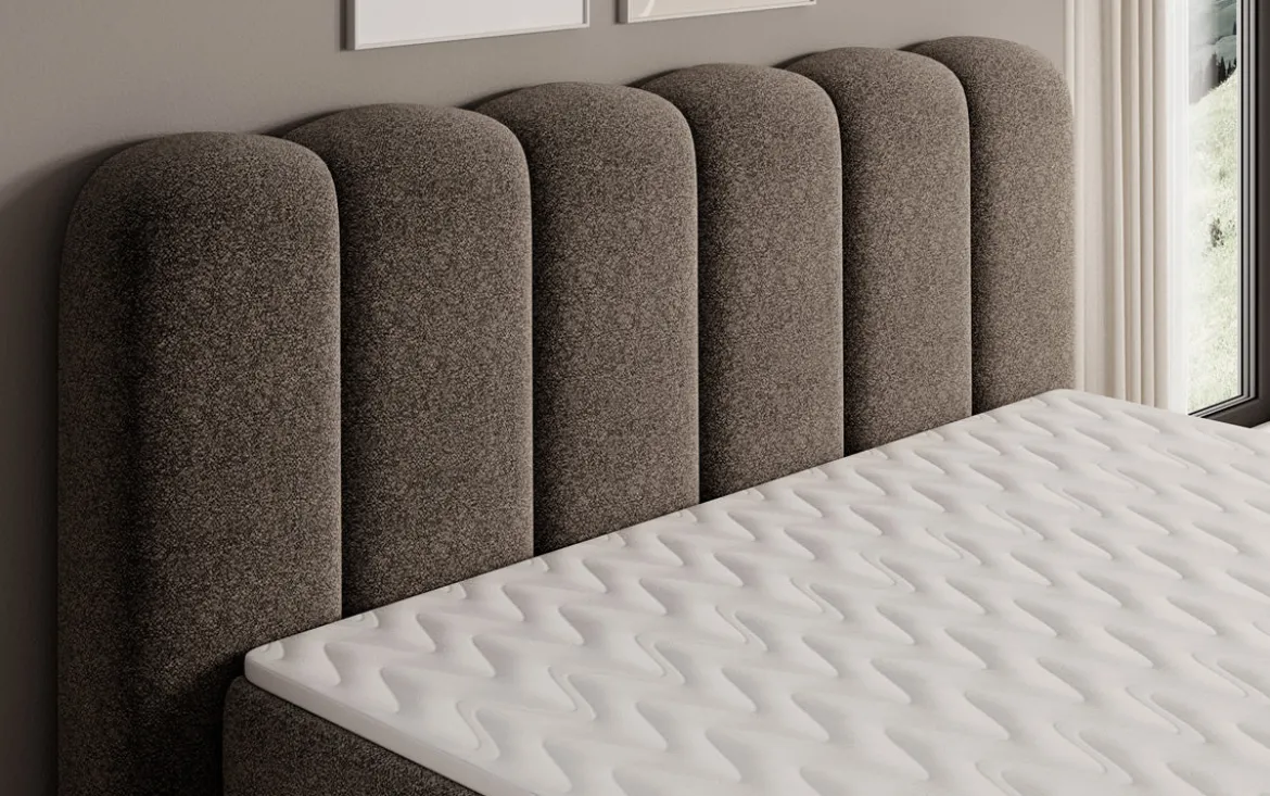 Boxspringbett Bologna in Strukturstoff mit Stauraum