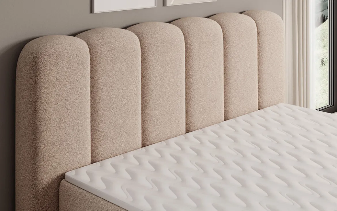 Boxspringbett Bologna in Strukturstoff mit Stauraum