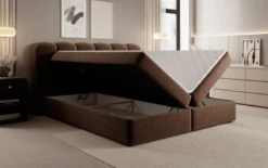 Boxspringbett Bologna in Strukturstoff mit Stauraum