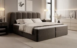 Boxspringbett Bologna in Strukturstoff mit Stauraum