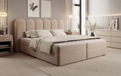 Boxspringbett Bologna in Strukturstoff mit Stauraum
