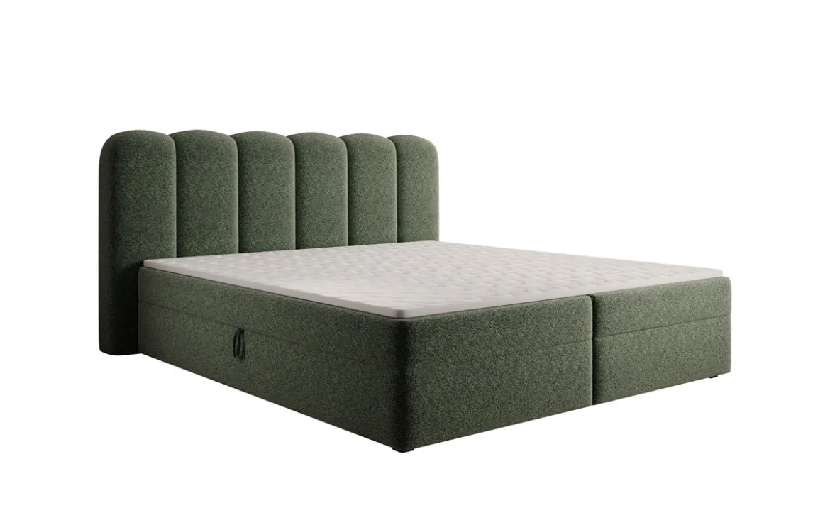 Boxspringbett Bologna in Strukturstoff mit Stauraum