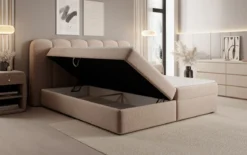 Boxspringbett Bologna in Strukturstoff mit Stauraum
