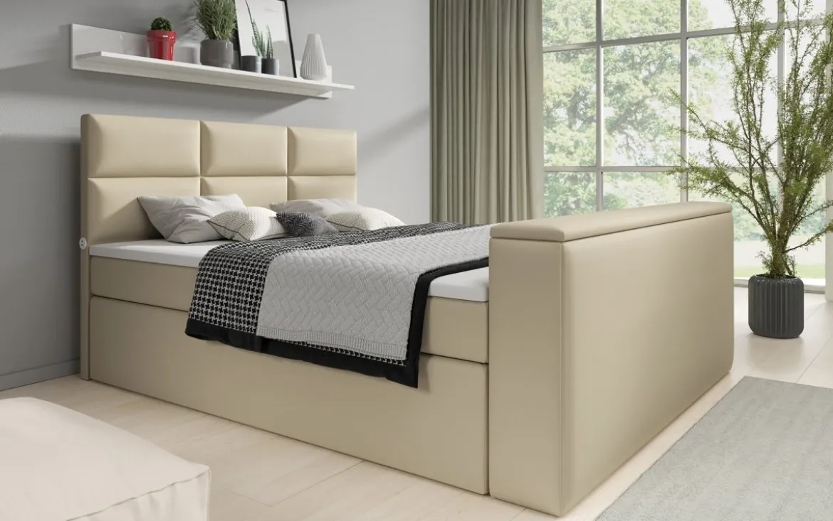 Boxspringbett Carito mit TV Lift, USB und Stauraum