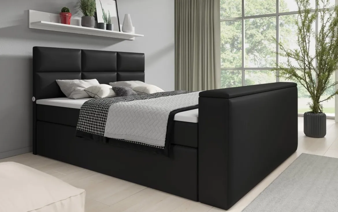 Boxspringbett Carito mit TV Lift, USB und Stauraum