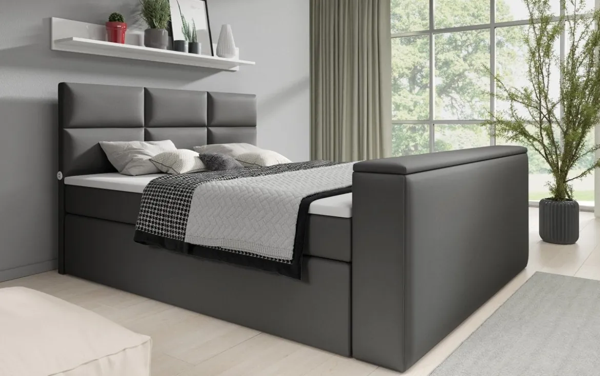Boxspringbett Carito mit TV Lift, USB und Stauraum