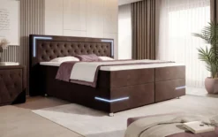 Boxspringbett Carlotta mit LED, Stauraum und USB (Samt)