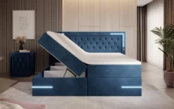 Boxspringbett Carlotta mit LED, Stauraum und USB (Samt)