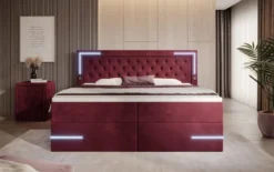 Boxspringbett Carlotta mit LED, Stauraum und USB (Samt)