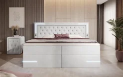 Boxspringbett Carlotta mit LED, Stauraum und USB (Samt)