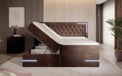 Boxspringbett Carlotta mit LED, Stauraum und USB (Samt)