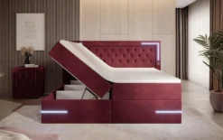 Boxspringbett Carlotta mit LED, Stauraum und USB (Samt)